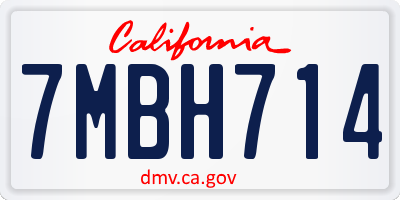 CA license plate 7MBH714