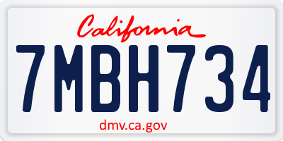CA license plate 7MBH734