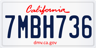 CA license plate 7MBH736