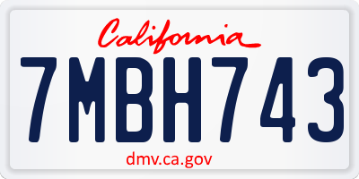 CA license plate 7MBH743