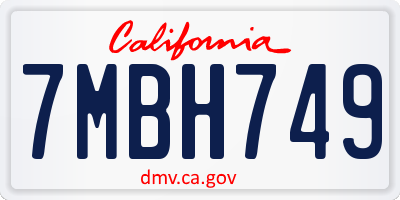 CA license plate 7MBH749