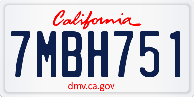 CA license plate 7MBH751