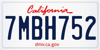 CA license plate 7MBH752