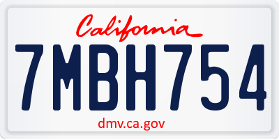 CA license plate 7MBH754