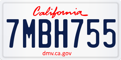 CA license plate 7MBH755