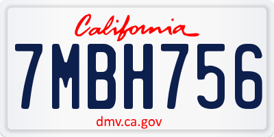 CA license plate 7MBH756