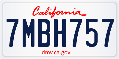 CA license plate 7MBH757
