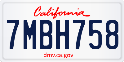 CA license plate 7MBH758