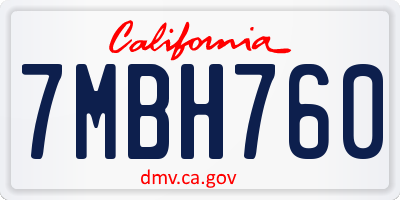 CA license plate 7MBH760
