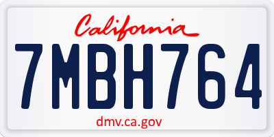 CA license plate 7MBH764