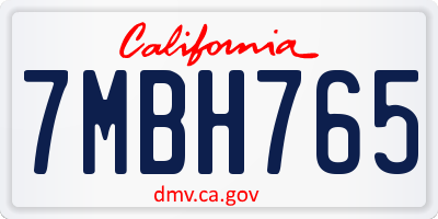 CA license plate 7MBH765