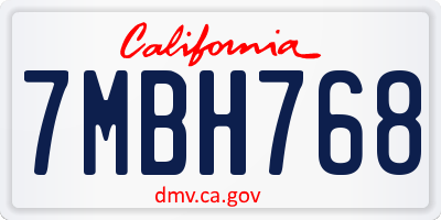 CA license plate 7MBH768