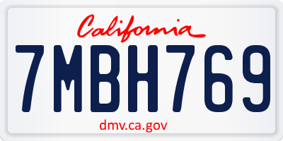 CA license plate 7MBH769