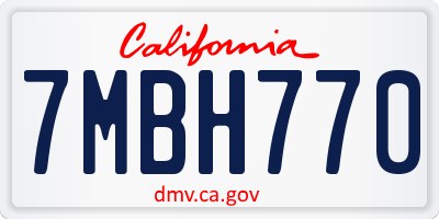 CA license plate 7MBH770