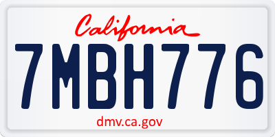 CA license plate 7MBH776