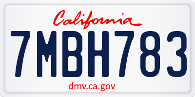 CA license plate 7MBH783