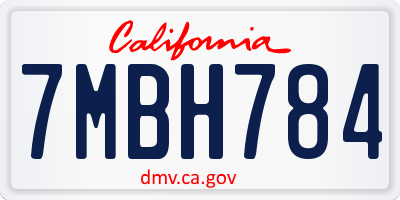CA license plate 7MBH784