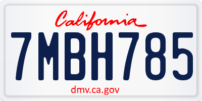 CA license plate 7MBH785