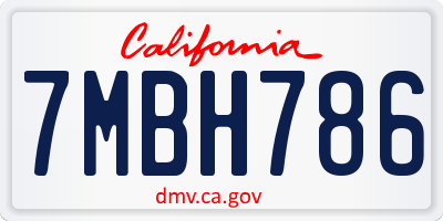CA license plate 7MBH786