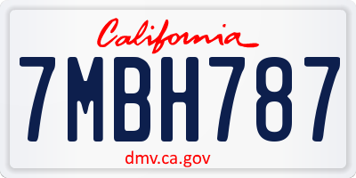 CA license plate 7MBH787