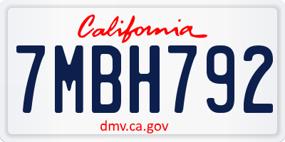 CA license plate 7MBH792