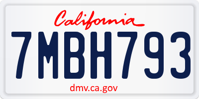 CA license plate 7MBH793