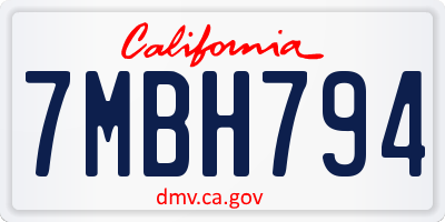 CA license plate 7MBH794