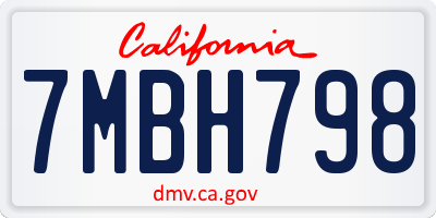 CA license plate 7MBH798