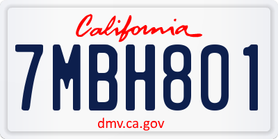 CA license plate 7MBH801