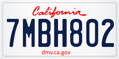 CA license plate 7MBH802