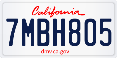 CA license plate 7MBH805