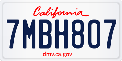 CA license plate 7MBH807
