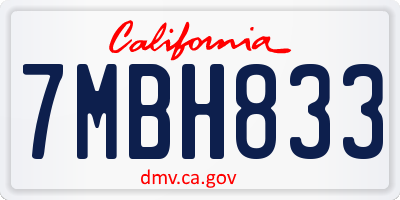 CA license plate 7MBH833