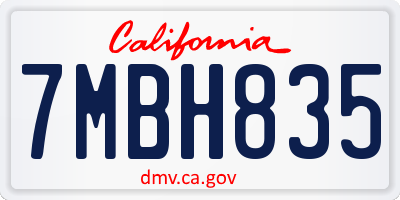 CA license plate 7MBH835