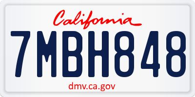 CA license plate 7MBH848
