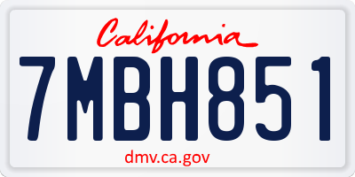 CA license plate 7MBH851