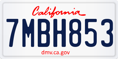 CA license plate 7MBH853