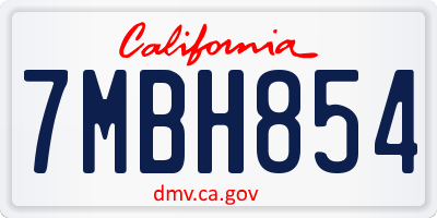 CA license plate 7MBH854