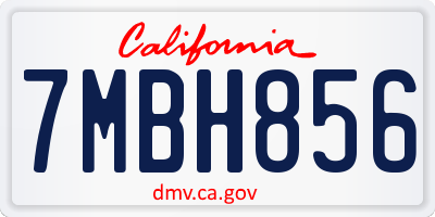 CA license plate 7MBH856