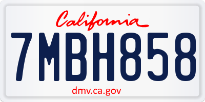 CA license plate 7MBH858