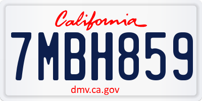 CA license plate 7MBH859