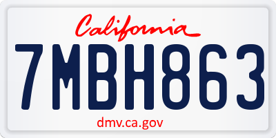 CA license plate 7MBH863