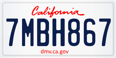 CA license plate 7MBH867