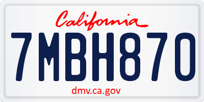 CA license plate 7MBH870