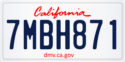 CA license plate 7MBH871