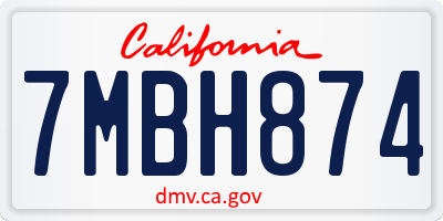 CA license plate 7MBH874