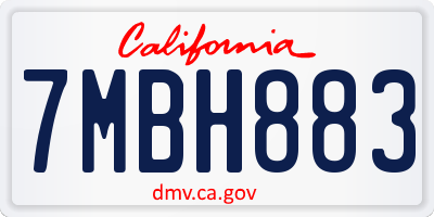 CA license plate 7MBH883