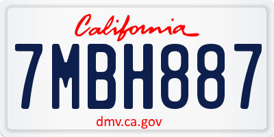 CA license plate 7MBH887
