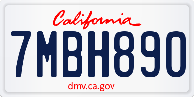 CA license plate 7MBH890