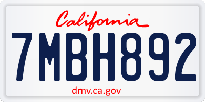 CA license plate 7MBH892